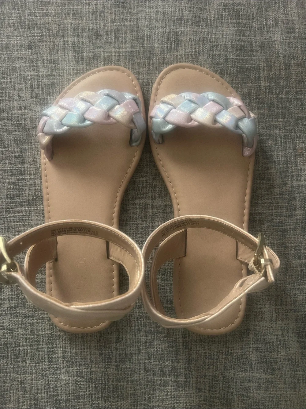 Sugar Girls Braided Pastel Ankle Strap Sandals Youth 3